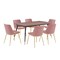Armen Living Messina Pink Velvet 7 Piece Rectangular Dining Set SETMSDIPNK7E - alternate 1